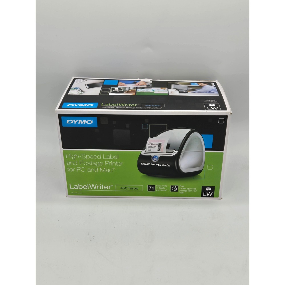 DYMO LabelWriter 450 Turbo Thermal Label Printer 1752265 Black Silver Boxed